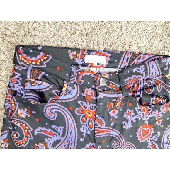 WeWoreWhat Danielle Bernstein Womens Pants Black Paisley Ankle Flare Size 26 - Picture 4 of 10